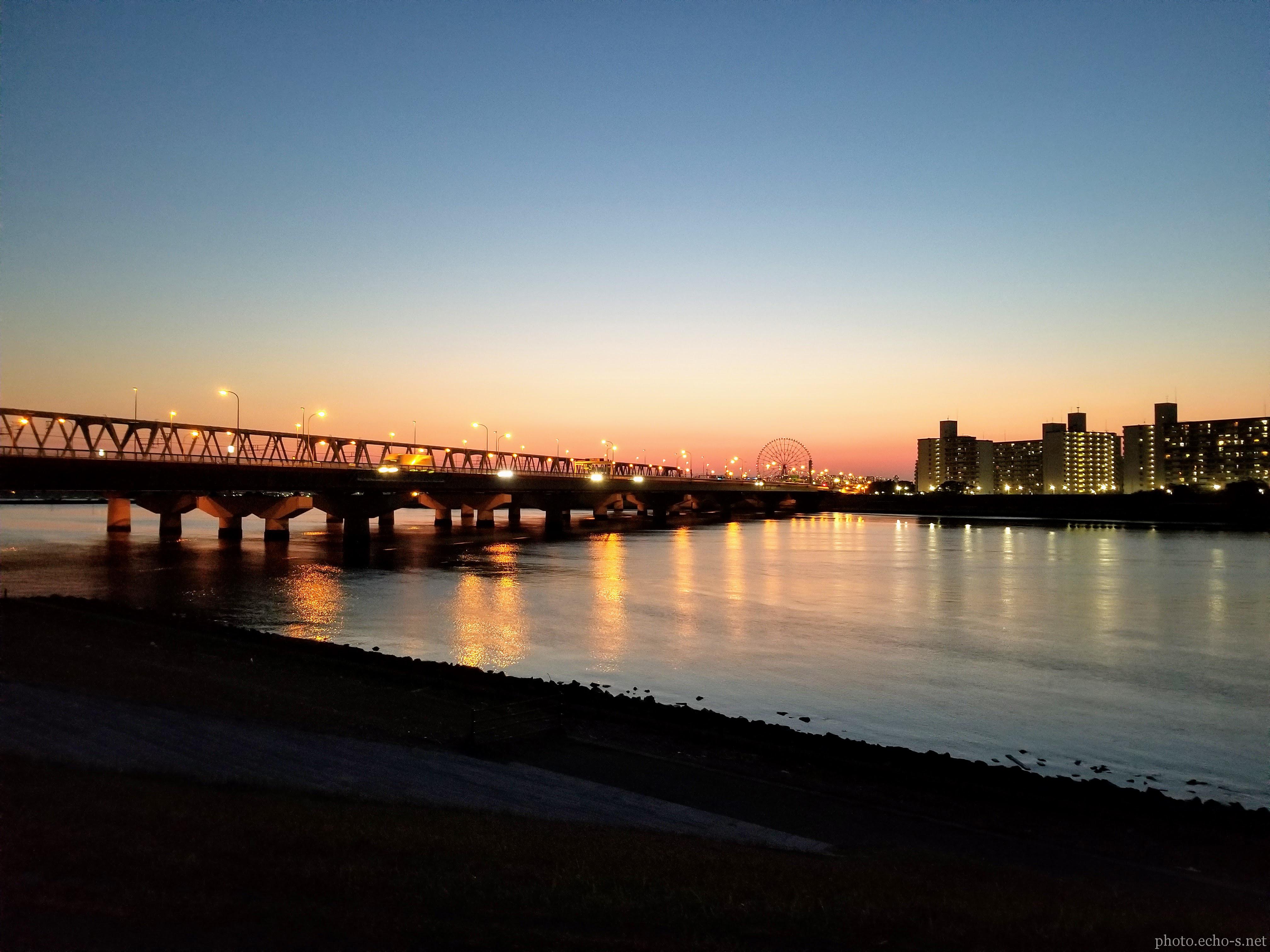 舞浜 旧江戸川 舞浜大橋 河川敷 夕焼け 風景 響鳴写真館 舞浜 旧江戸川 舞浜大橋 河川敷 夕焼け 風景 響鳴写真館